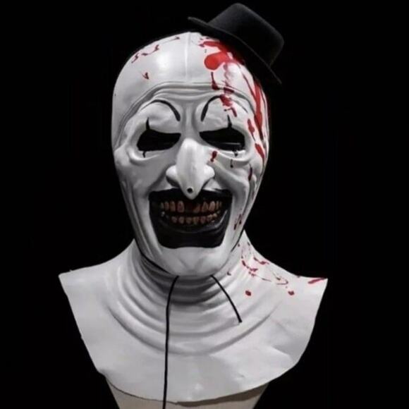 Black Hat Joker Mask Terrifier Art The Clown Cosplay Latex Mask Halloween Props! - Picture 2 of 5